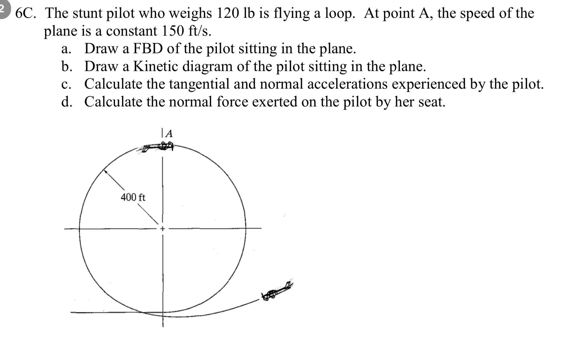 Solved The stunt pilot who weighs 120 lb is flying a loop.
