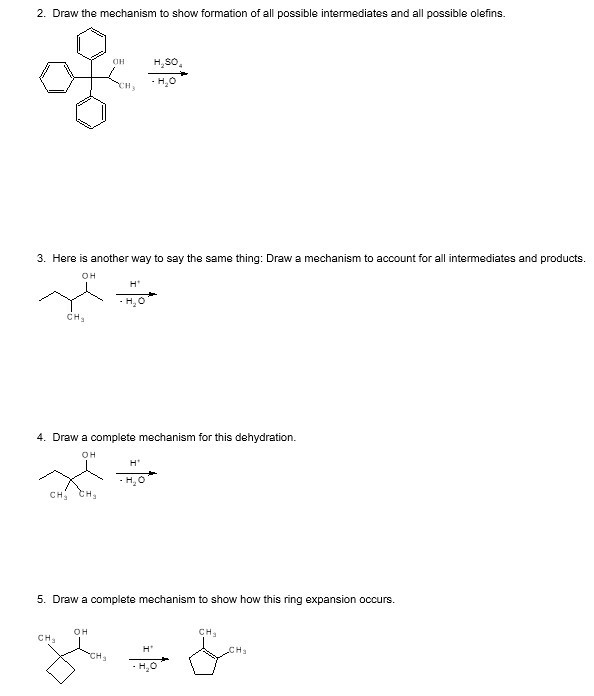 Solved Dehydration of Alcohols and Rearrangements Practice | Chegg.com