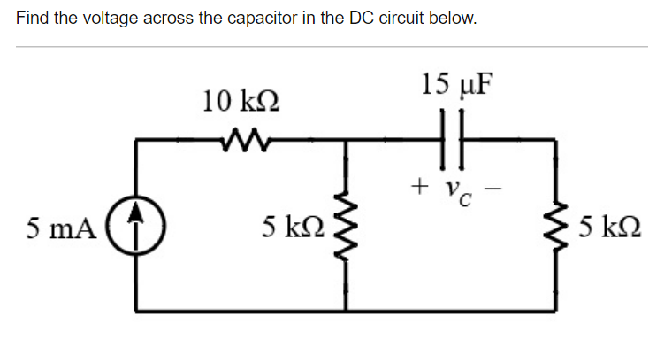 Solved Find the voltage across the capacitor in the DC | Chegg.com