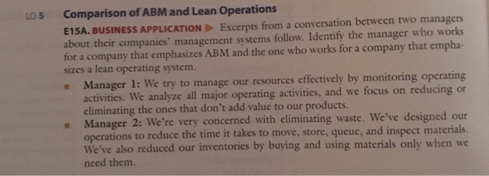 Solved Comparison of ABM and Lean Operations BUSINESS | Chegg.com