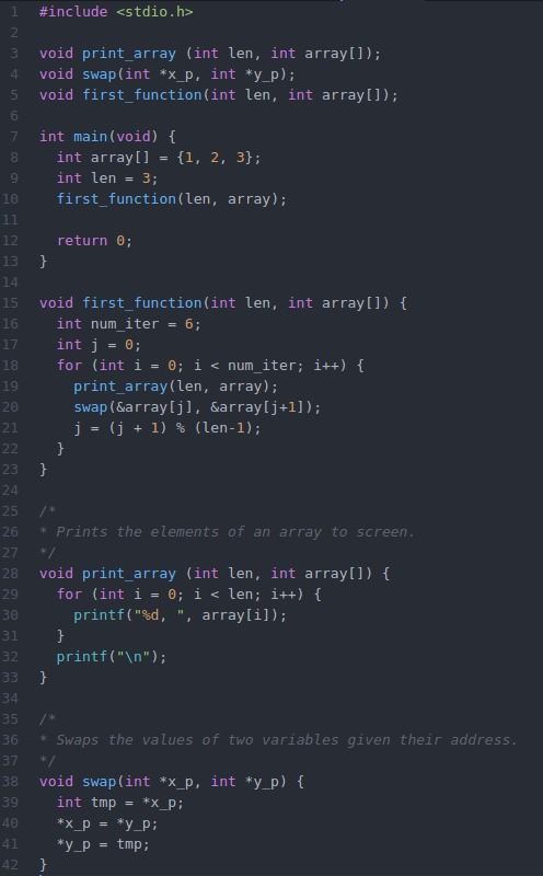 Solved #include «stdio.h> 3 void print_array (int len, int | Chegg.com