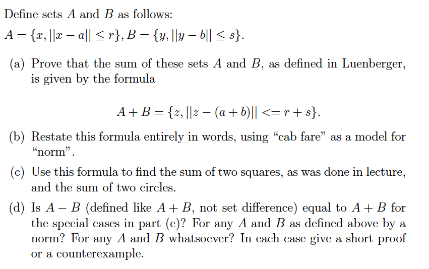 Q 2.5. Prove That Sum Of A And B, As Defined In | Chegg.com