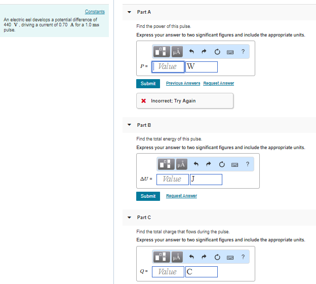 Solved Constants Part A An electric eel develops a potential