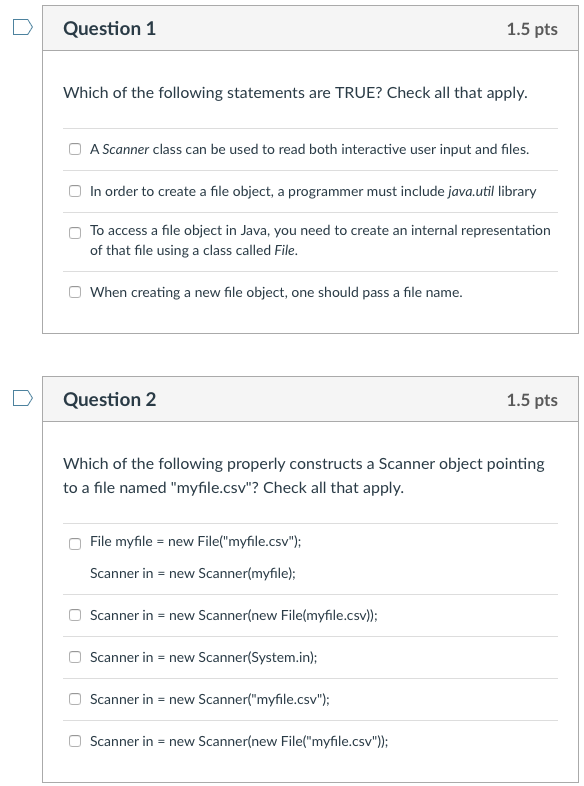 Solved Question 1 1.5 pts Which of the following statements | Chegg.com