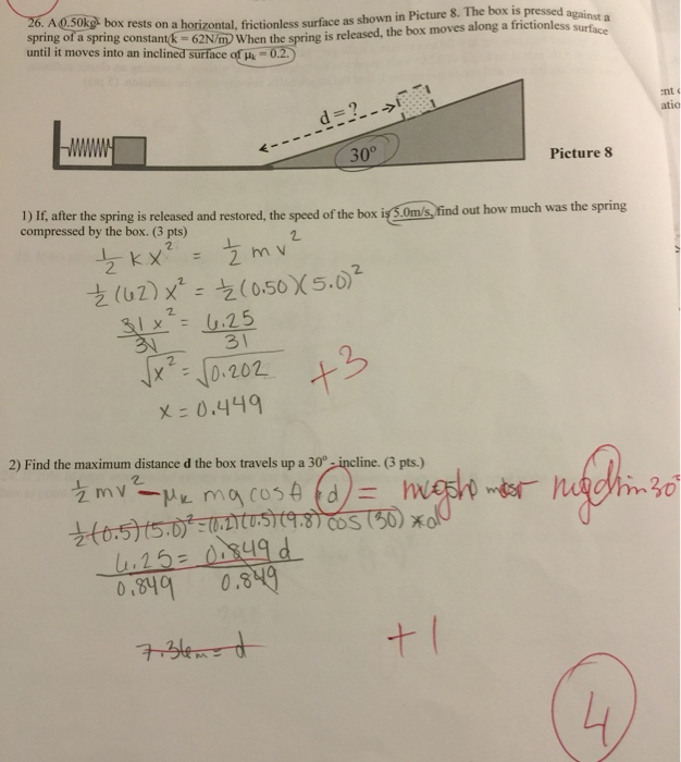 Solved A 0.50 kg box rests on a horizontal, frictionless