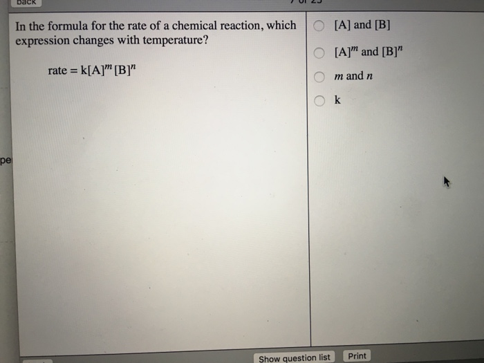 Solved In the formula for the rate of a chemical reaction, | Chegg.com