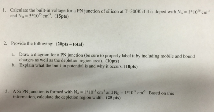 Solved Calculate the built-in voltage for a PN junction of | Chegg.com