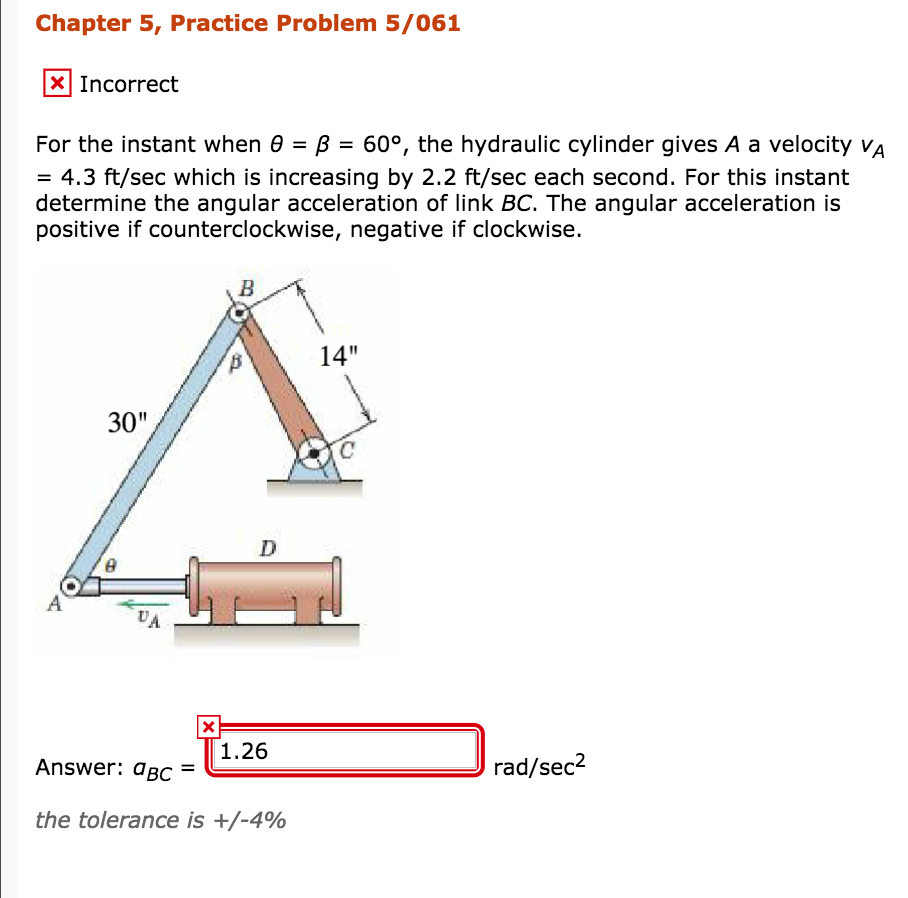 Solved For the instant when θ = β = 60°, the hydraulic