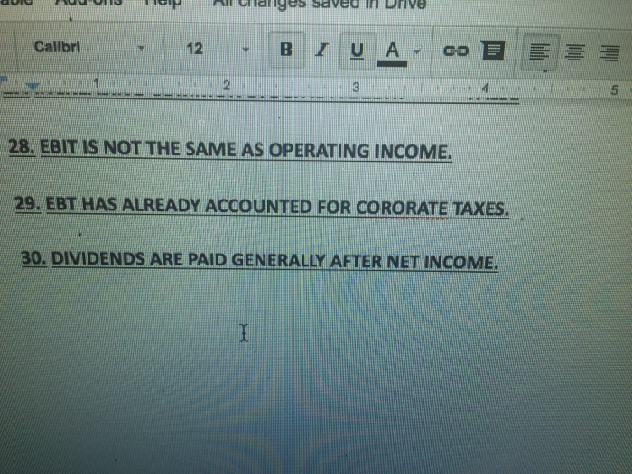 Solved EBIT IS NOT THE SAME AS OPERATING INCOME EBT HAS Chegg