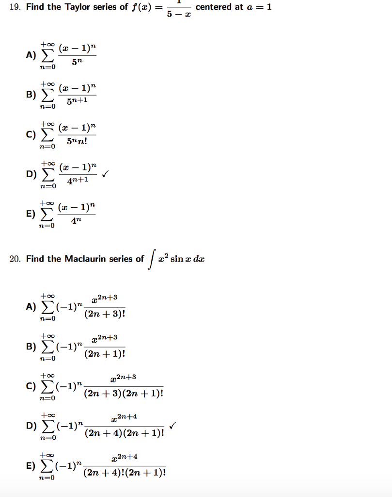 Solved 19. Find the Taylor series of f (z) centered at a 1 5 | Chegg.com