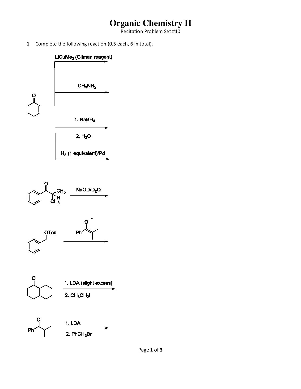 Solved Organic Chemistry Reactions: This Is For A Study | Chegg.com