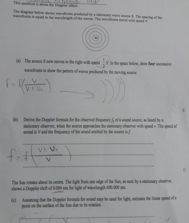 This question is about the Doppler effect The diagram | Chegg.com