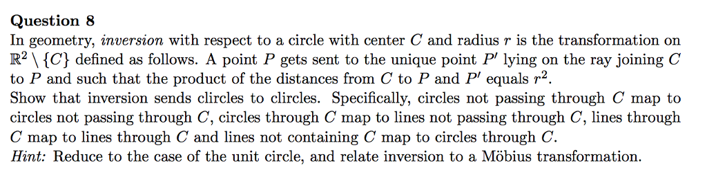 In Geometry Inversion With Respect To A Circle With Chegg