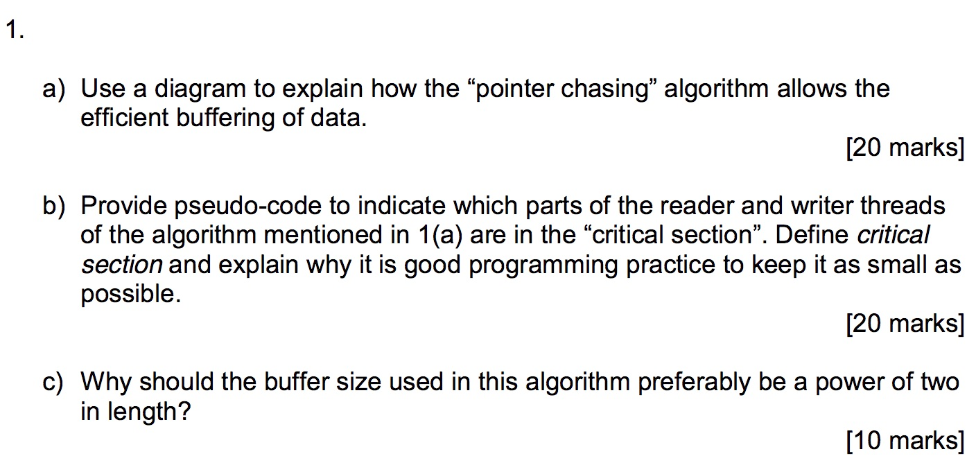 Solved A past paper question about Operating systems. Could | Chegg.com