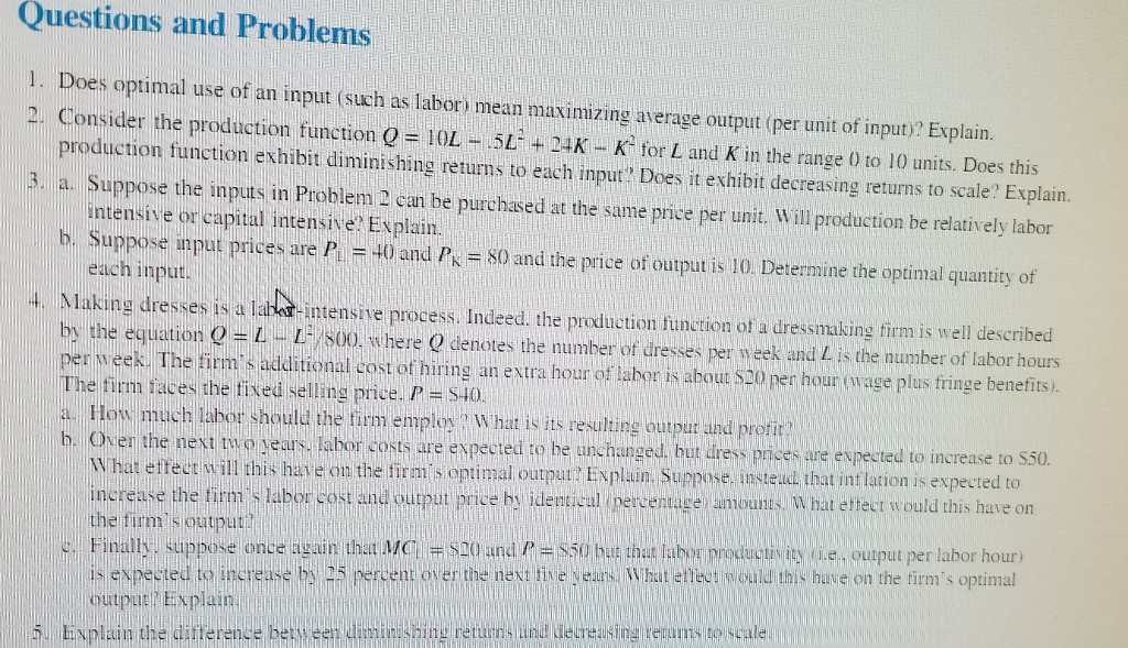 Solved and Problems Questions l. Does optimal use of an | Chegg.com