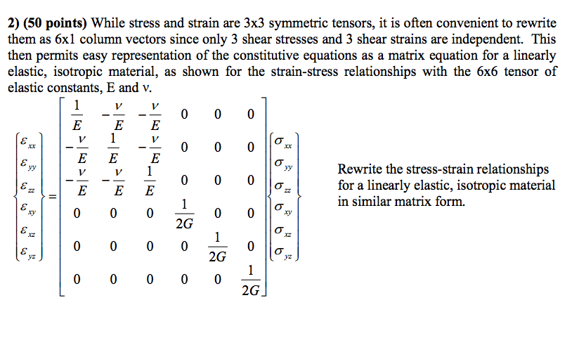 Solved While stress and strain are 3times3 symmetric | Chegg.com