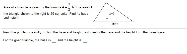 Solved Area Of A Triangle Is Given By The Formula A=-b . The | Chegg.com