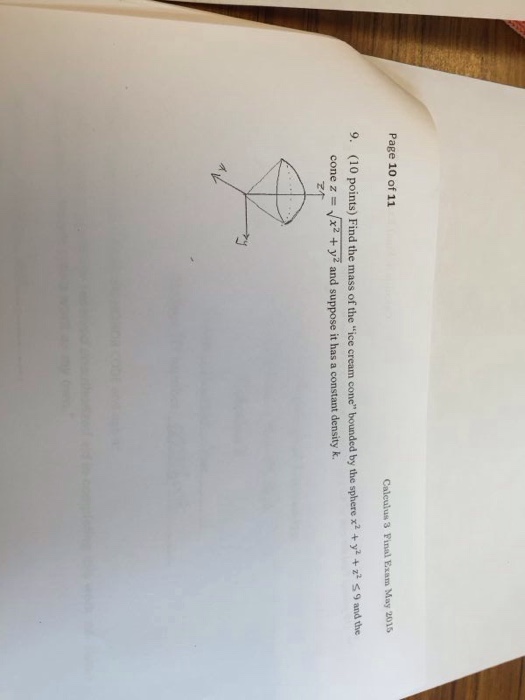 Solved Find the mass of the ''ice cream cone'' bounded by