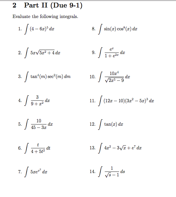 Solved Evaluate the following integrals. 1. integral (4 - | Chegg.com