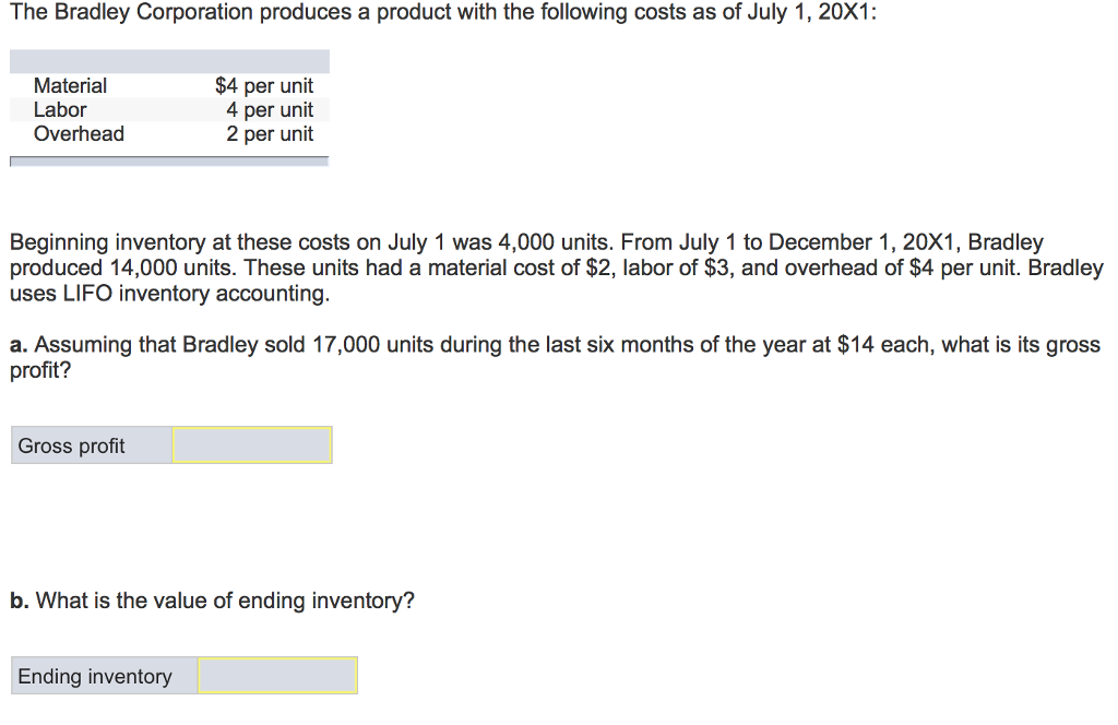 Solved The Bradley Corporation produces a product with the