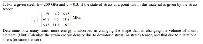 Solved For a given steel, E = 200 GPa and v = 0.3. If the | Chegg.com