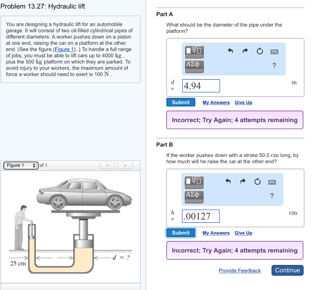 Solved Problem 13.27 Hydraulic lift Part A You are