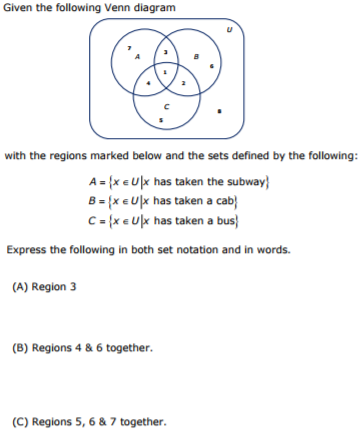 Solved Given the following Venn diagram with the regions | Chegg.com