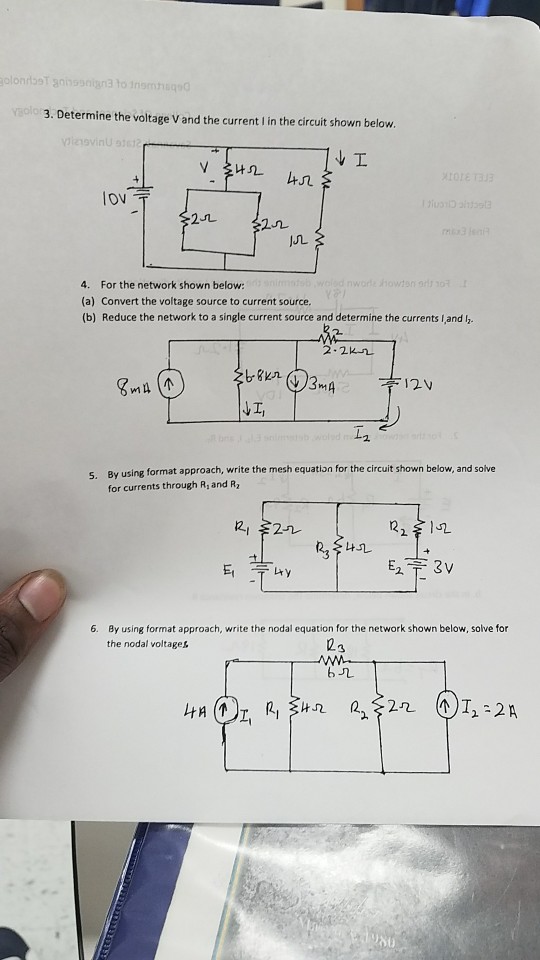 Solved 3. Determine the voltage V and the current I in the | Chegg.com