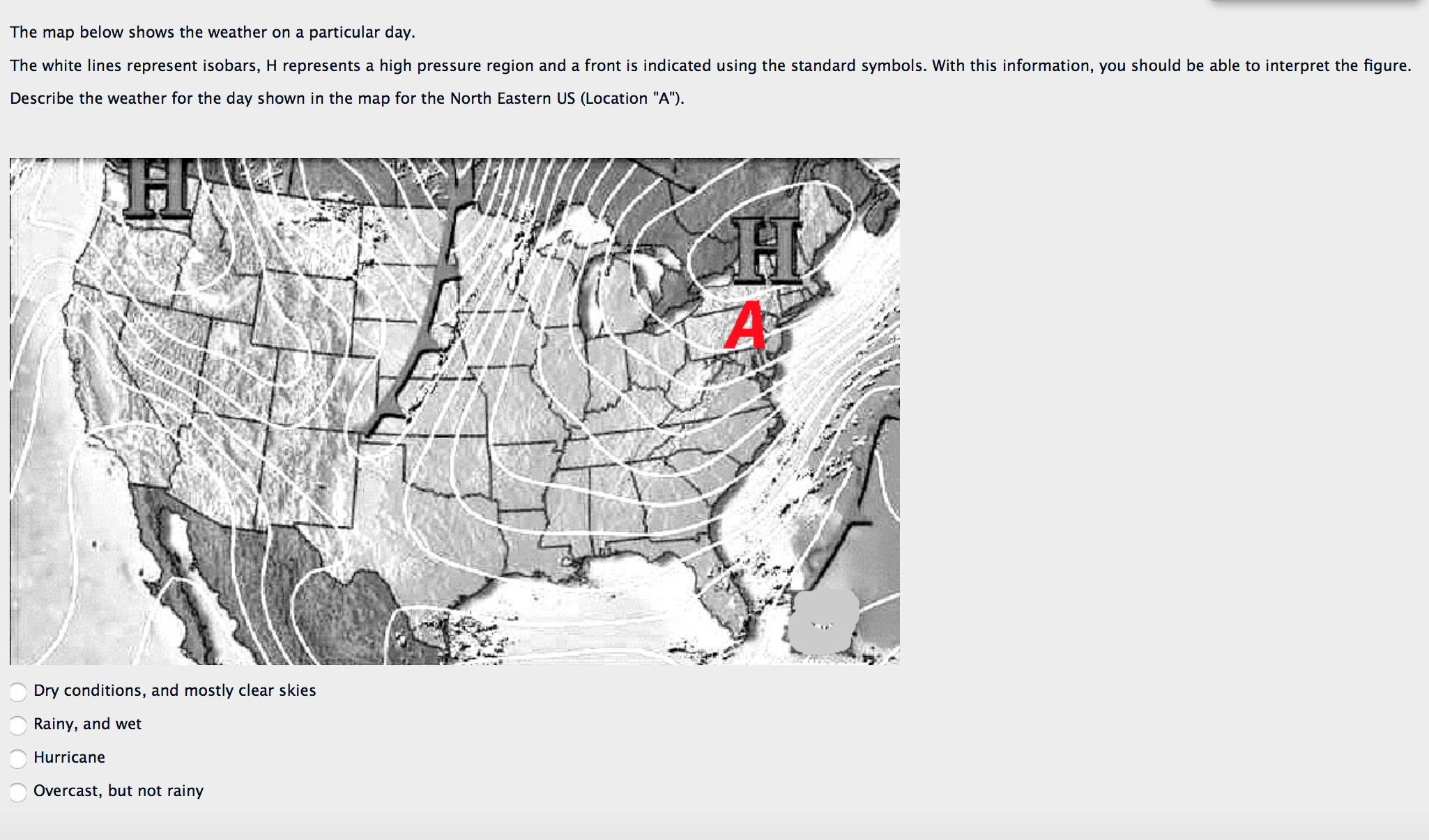 Solved The Map Below Shows The Weather On A Particular Day