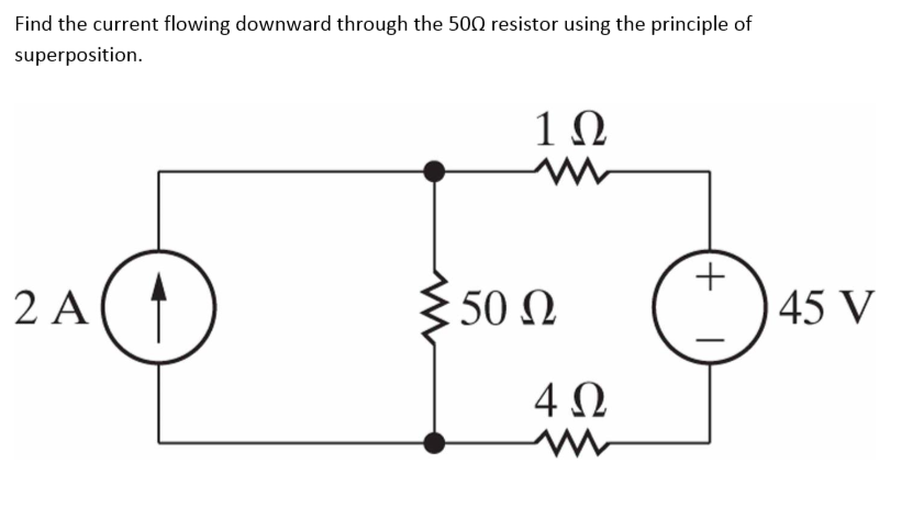 Solved Find the current flowing downward through the 50 Ohm | Chegg.com
