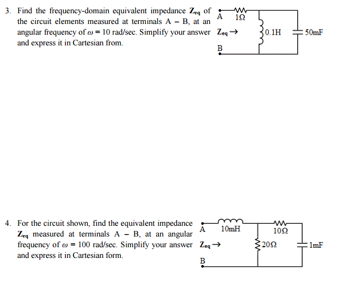 Solved Find the frequencydomain equivalent impedance Z_eq