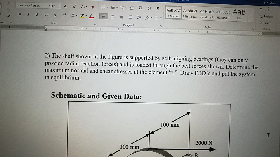 Solved 2) The shaft shown in the figure is supported by | Chegg.com