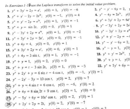 Solved In exercise 1-34 use the Laplace transform to solve | Chegg.com