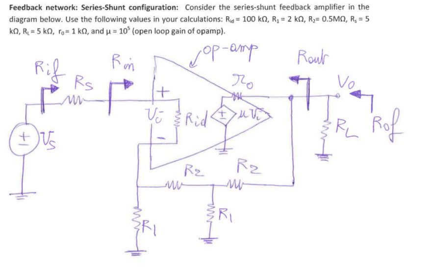 Solved Feedback network: Series shunt configuration Consider | Chegg.com