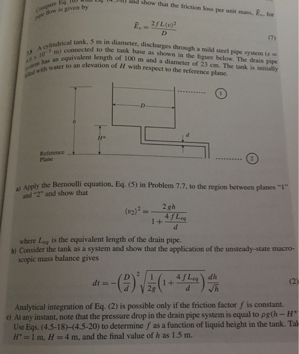 Solved ト(4.5201 and show that the friction loss per unit | Chegg.com
