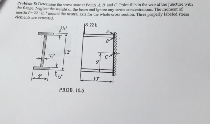 Solved Determine the stress state at Points A, B, and C, | Chegg.com