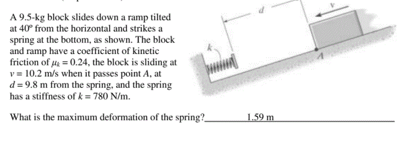 Solved A 9.5-kg block slides down a ramp tilted at 40 from | Chegg.com