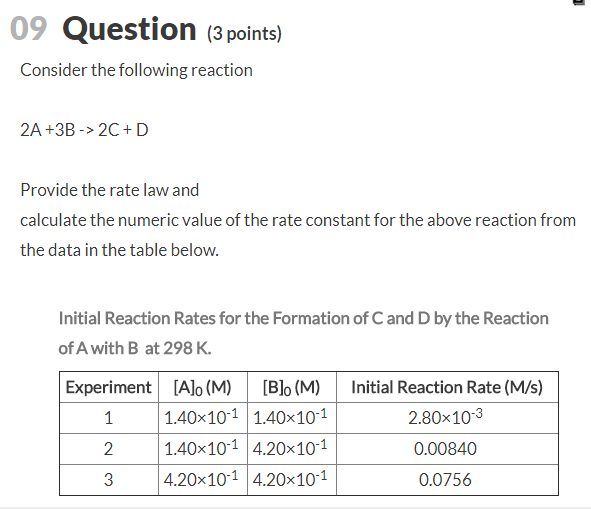 Solved 09 Question (3 points) Consider the following | Chegg.com