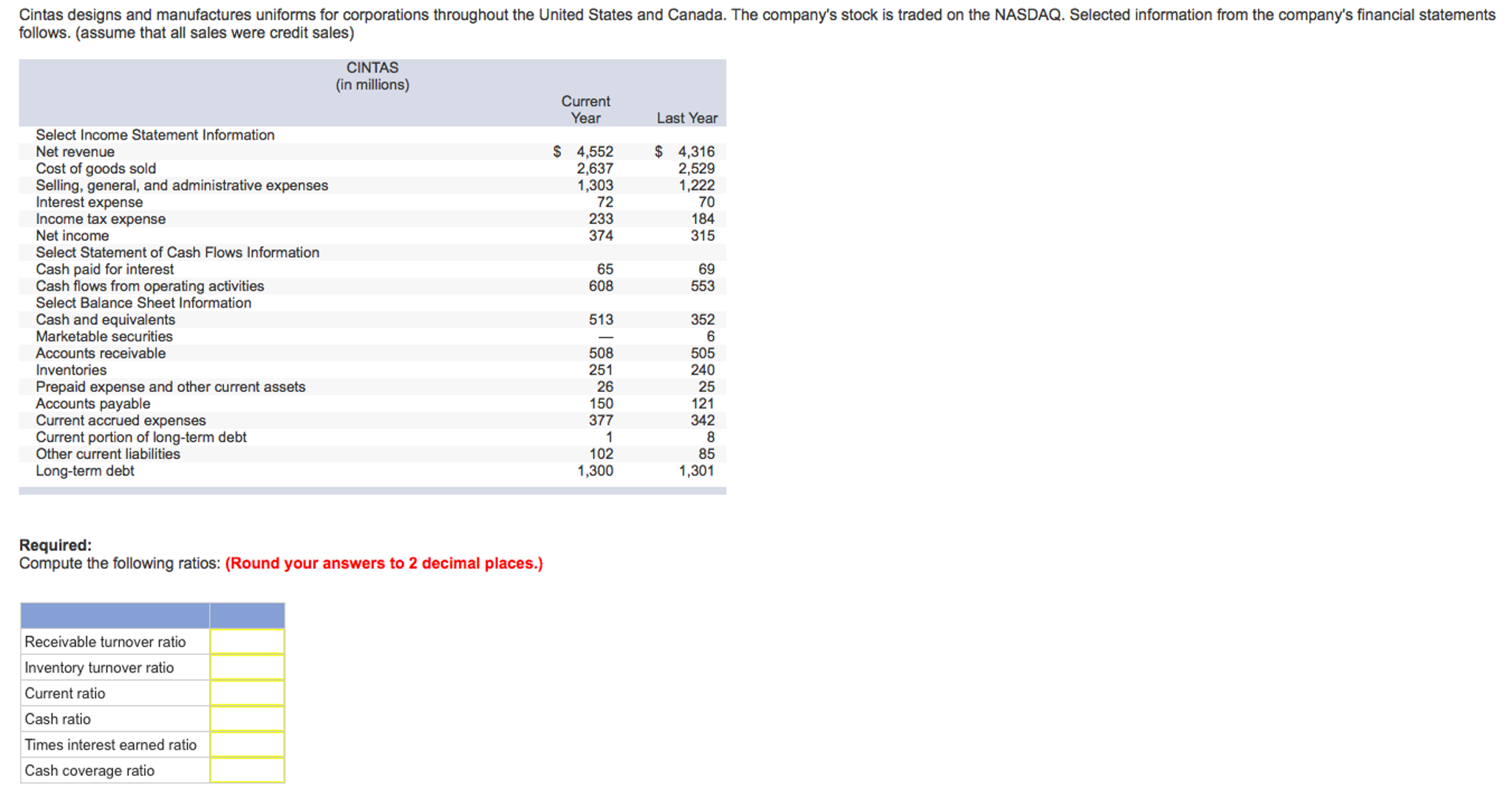 Solved Cintas designs and manufactures uniforms for