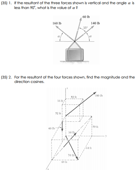 Solved (35) 1. If the resultant of the three forces shown is | Chegg.com
