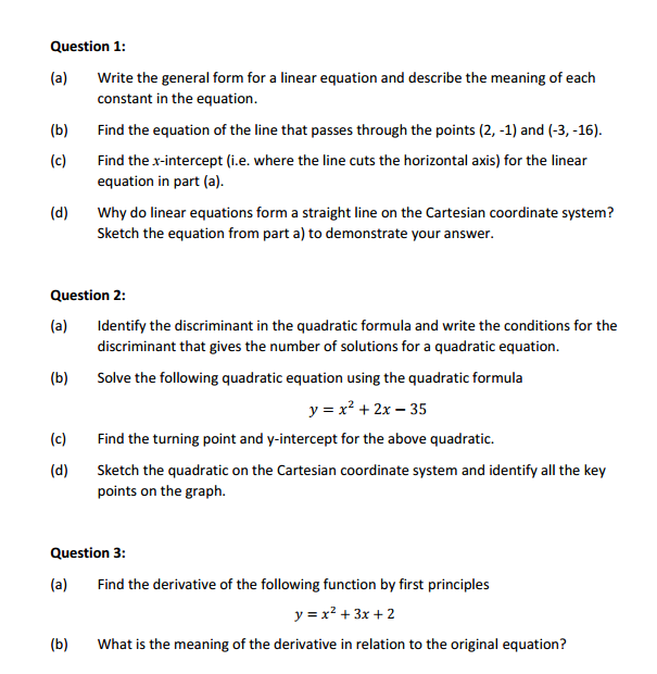 Solved (a) Write the general form for a linear equation | Chegg.com