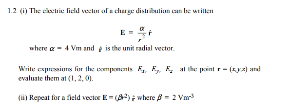 Solved (i) The electric field vector of a charge | Chegg.com