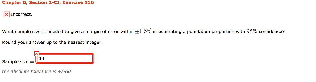 Solved Chapter 6 Section 1 CI Exercise 016 Incorrect What Chegg