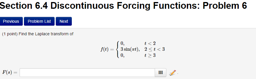 laplace transform of 1.5 sin 3t pi 2
