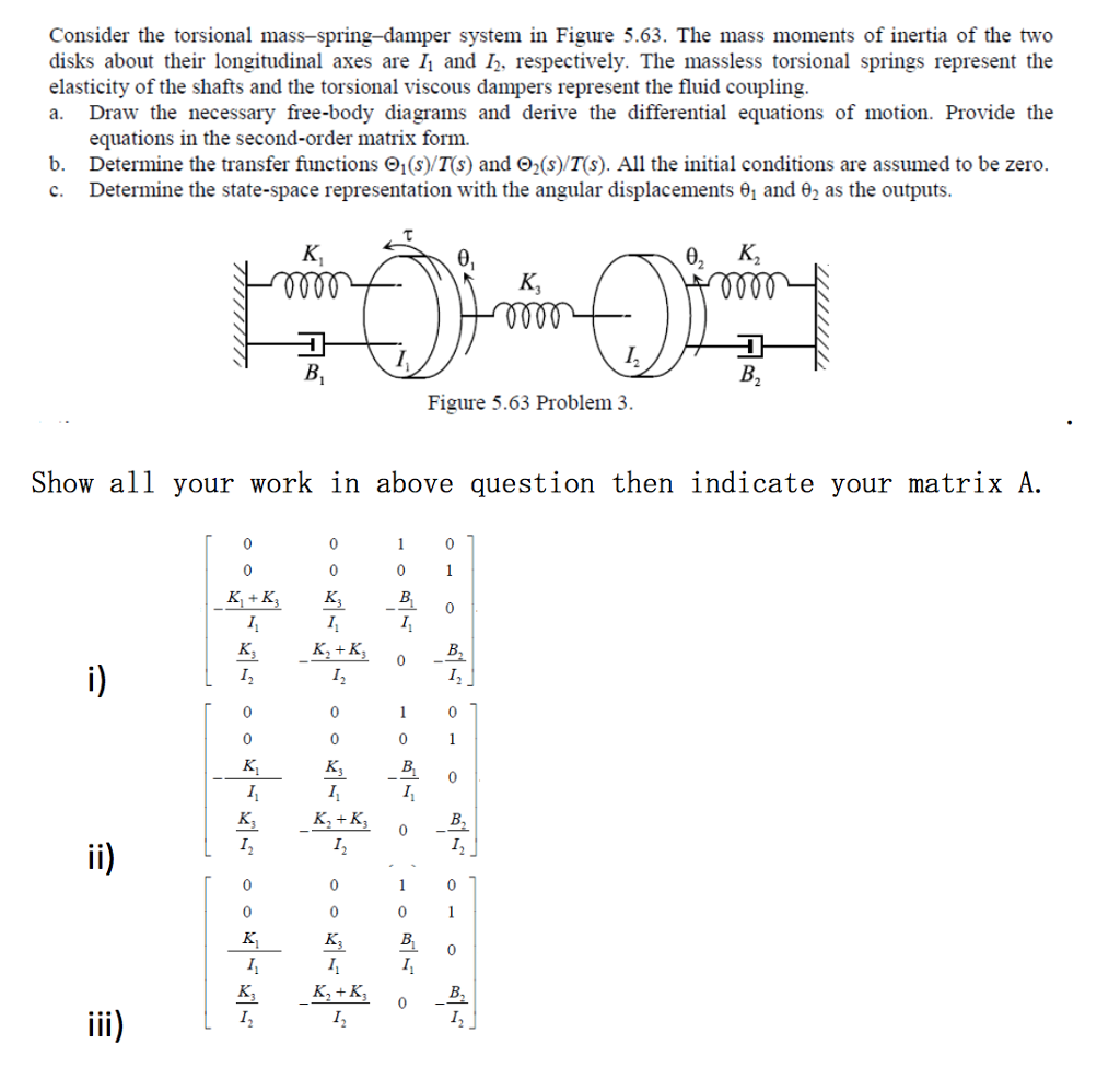 Solved Consider the torsional mass-spring-damper system in | Chegg.com