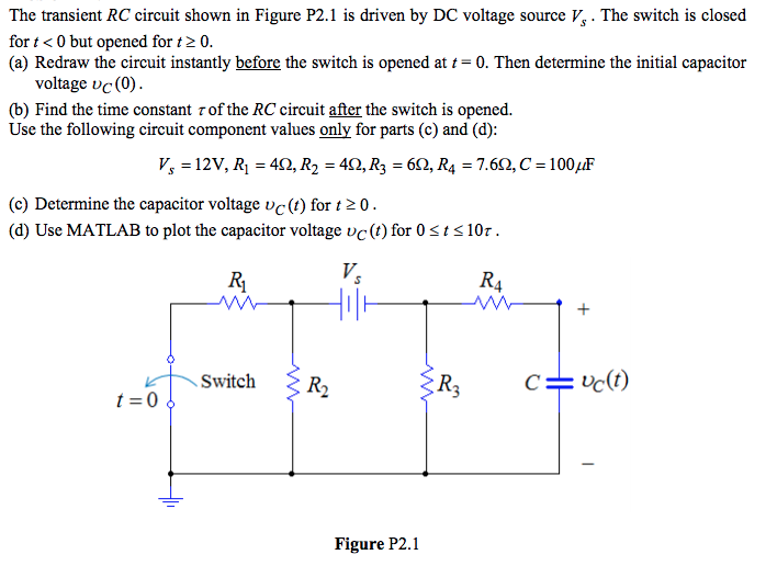 Solved The transient RC circuit shown in Figure P2.1 is | Chegg.com