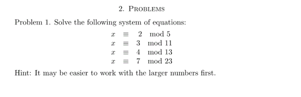 Solved 2. PROBLEMS Problem 1. Solve the following system of | Chegg.com