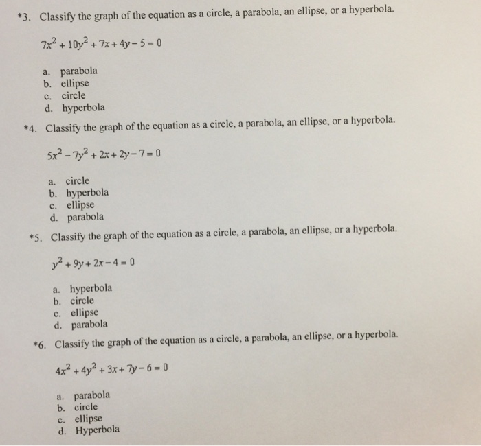 Solved Classify the graph of the equation as a circle, a | Chegg.com