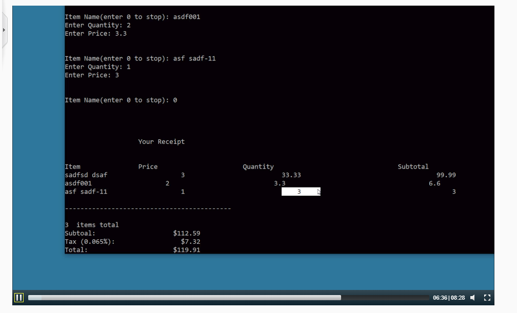 Solved C# programming Based on Receipt Version 3 below, | Chegg.com
