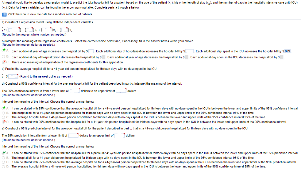 A hospital would like to develop a regression model | Chegg.com
